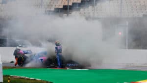 Smoke from 2022 Alpine in F1 testing