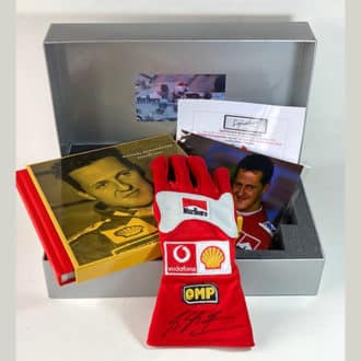 Product image for Michael Schumacher signed Ferrari glove, book, box set