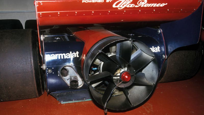 Fan at the rear of the Brabham BT46