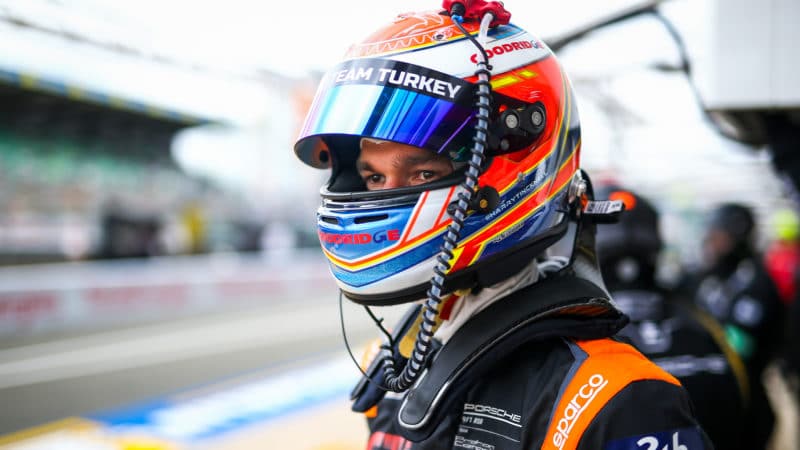 Harry Tincknell waits in the pits at 2021 Le Mans 24 Hours