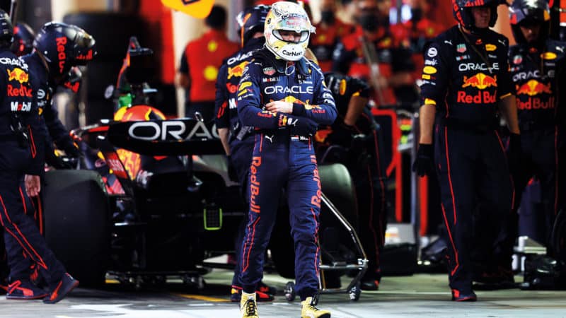 Max Verstappen walks away from Red Bull after retiring in 2022 Bahrain GP