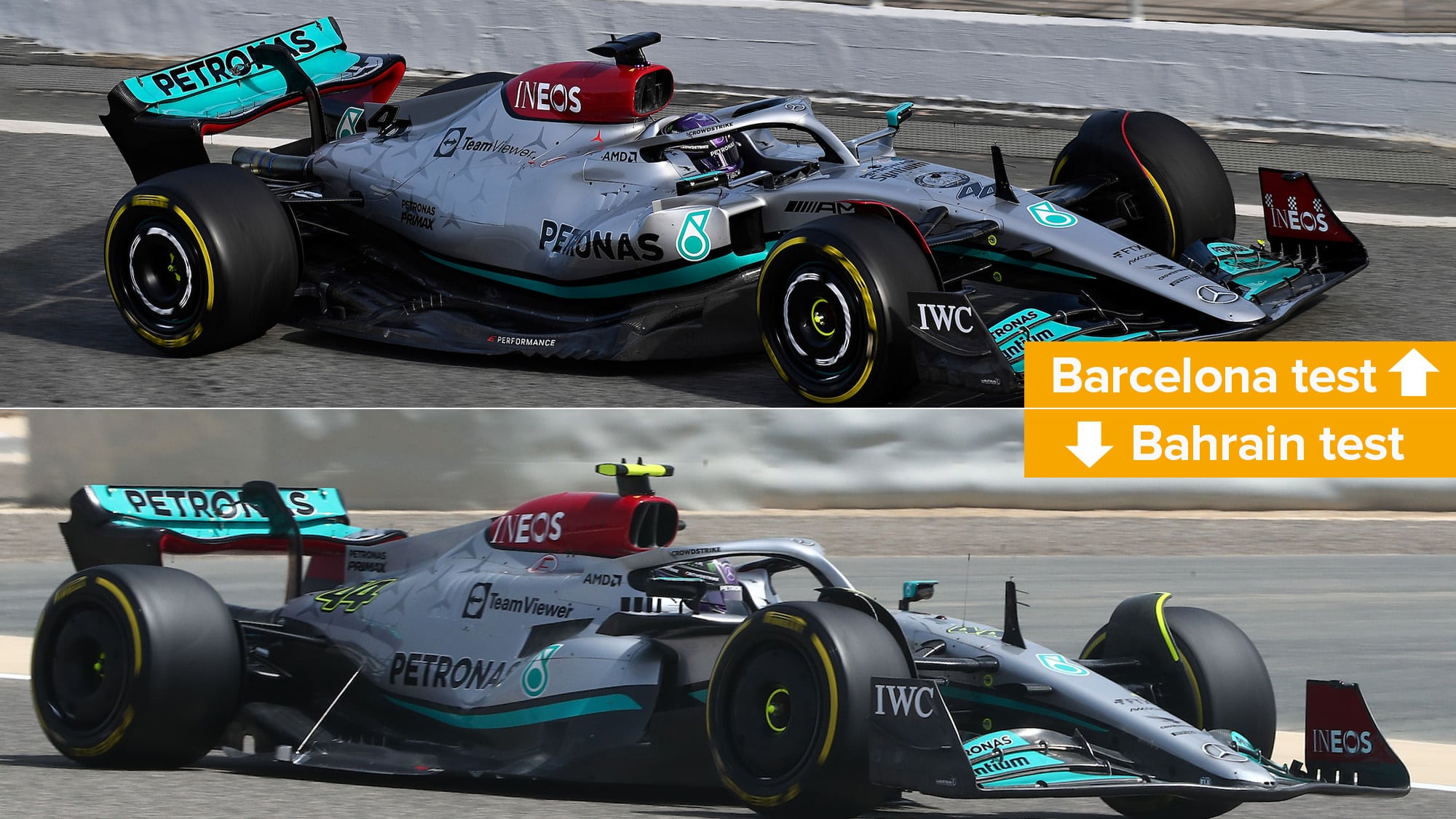 Mercedes Barcelona Bahrain comparison