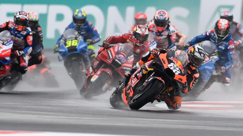 Miguel Oliveira leads at Mandalika in the 2022 MotoGP Indonesian Grand Prix