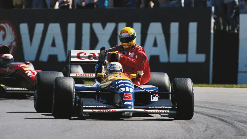 Nigel Mansell carries Ayrton Senna at 1991 British Grand Prix