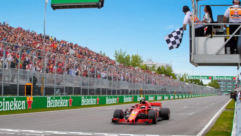 Official waves chequered flag at 2018 Canadian GP