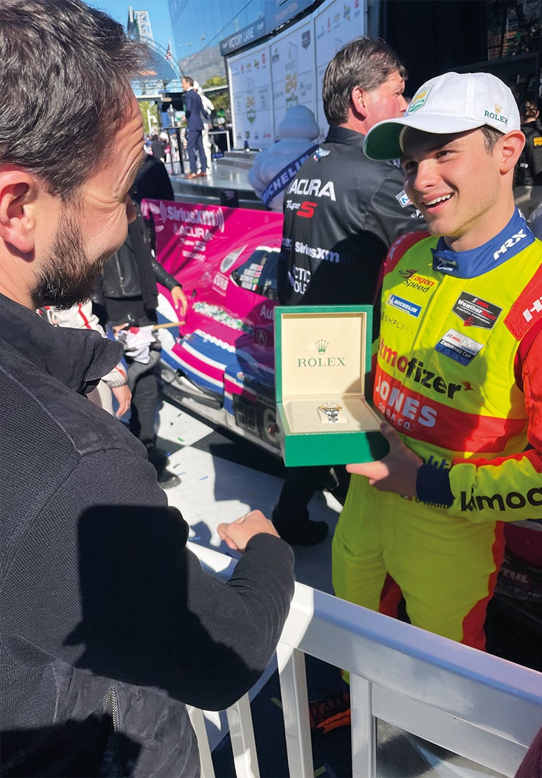 Pato OWard with Rolex watch at 2022 Daytona 24