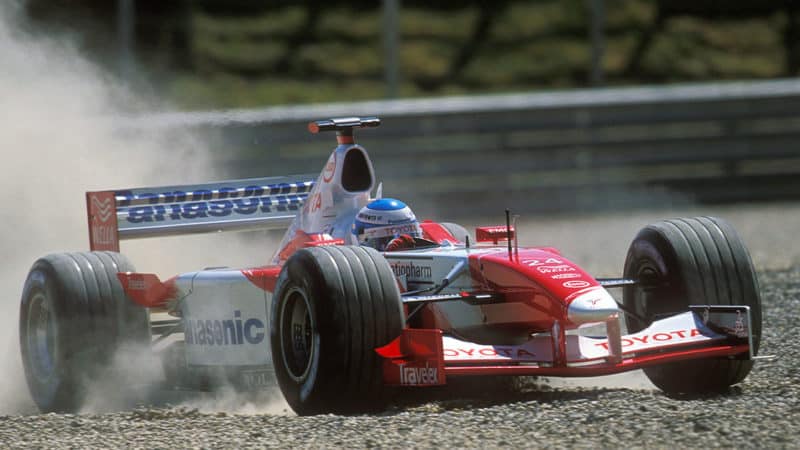 Mika Salo (Toyota) goes off during the 2002 Austrian Grand Prix at the A1 Ring. Photo: Grand Prix Photo