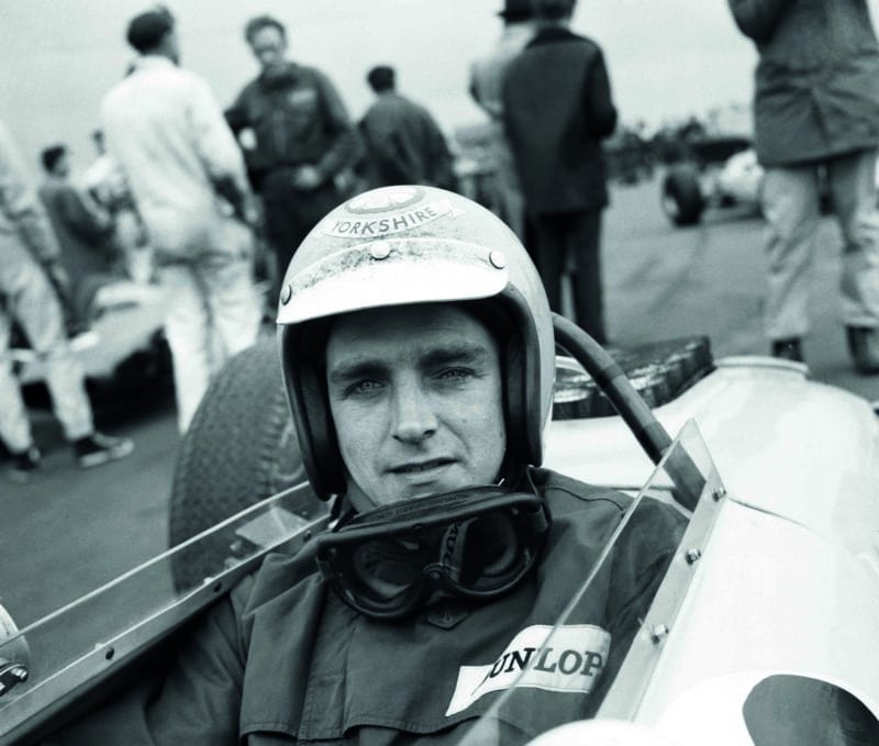 Sheffield-born racing driver Trevor Taylor in his BRP-BRM at the starting grid for the 16th British Racing Driver's Club International Trophy at Silverstone. Taylor was forced to retire during the race when his car lost oil pressure.