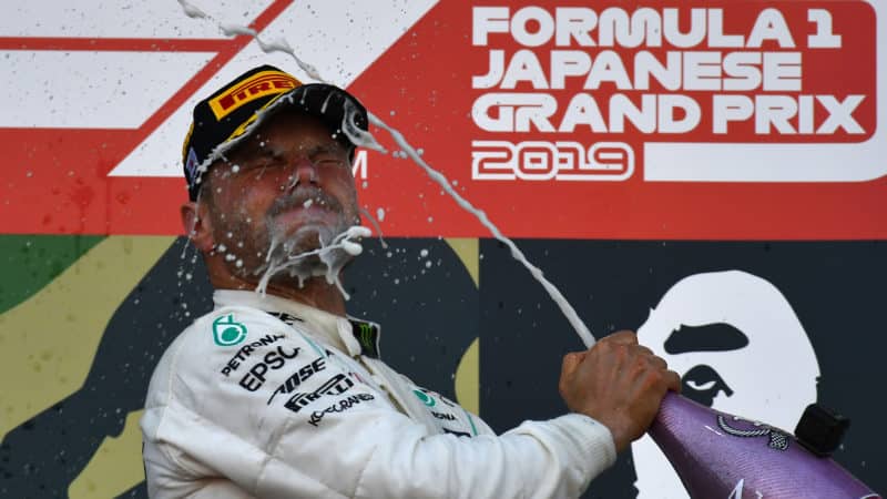 Valtteri Bottas celebrates 2019 Japanese GP win