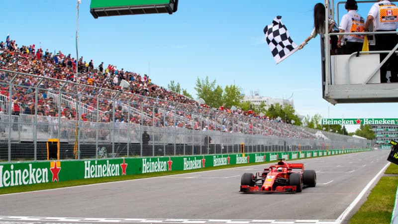 Winnie Harlow waves chequered flag at 2018 Canadian GP