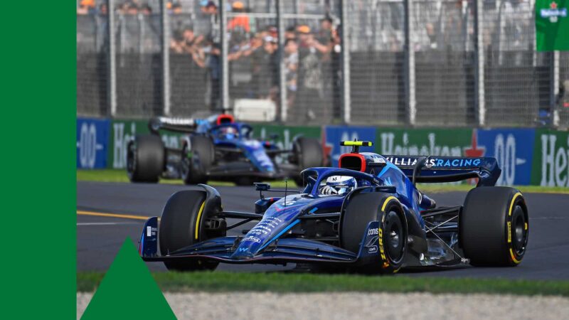 Nicolas Latifi in front of Williams-Mercedes teammate Alexander Albon in the 2022 Australian Grand Prix in Albert Park, Melbourne. Photo: Grand Prix Photo