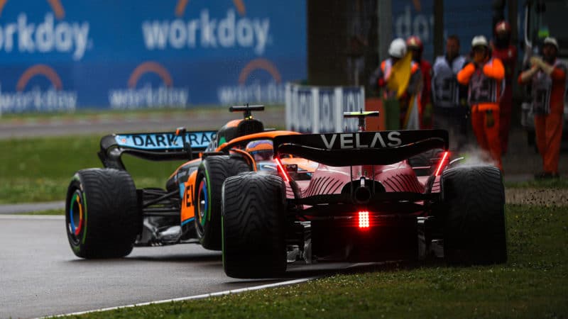 Daniel Ricciardo hits Carlos Sainz in the 2022 Emilia Romagna GP