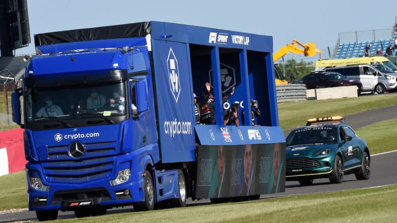 F1 sprint race truck at 2021 British Grand Prix