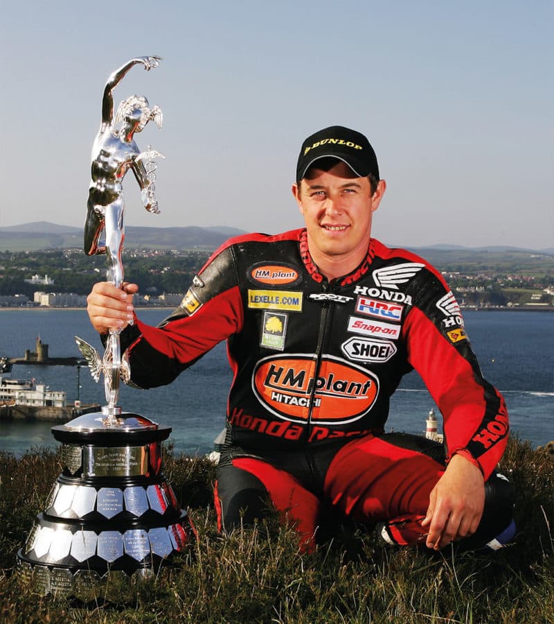 John McGuinness with Isle of Man TT trophy