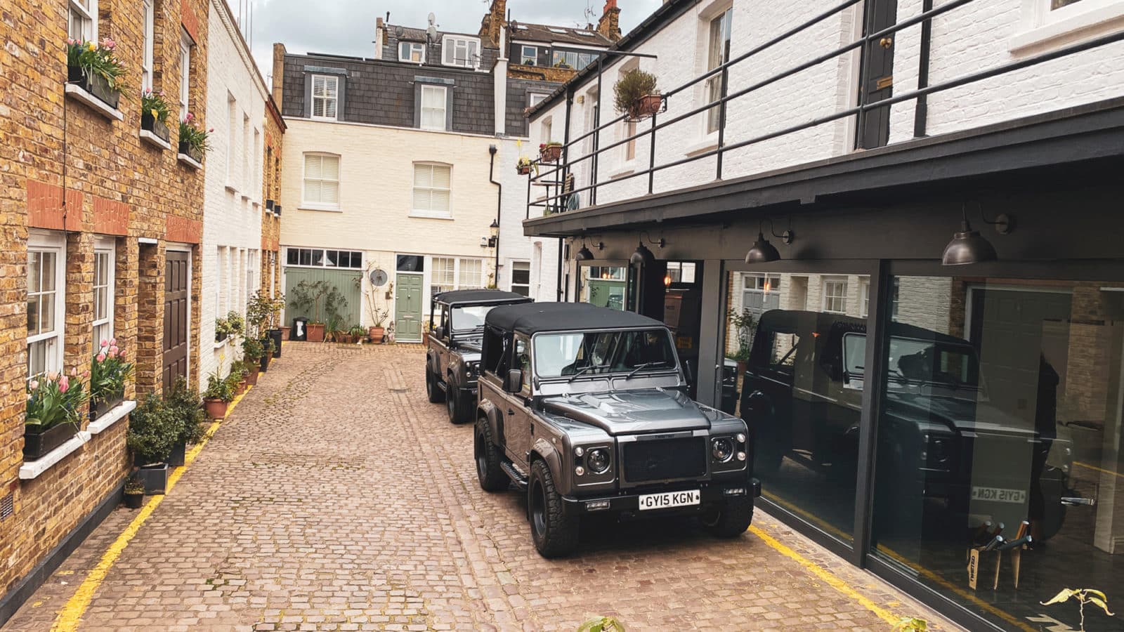 Land Rovers outside Twisted showroom in London
