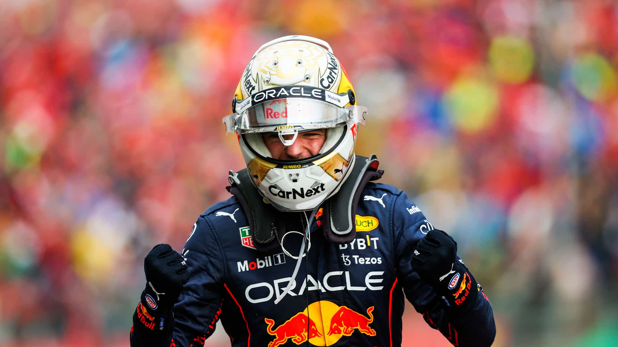 Max Verstappen celebrates victory in the 2022 Emilia Romagna Grand Prix