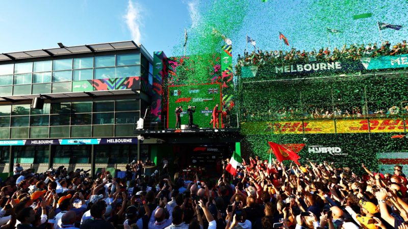 Podium celebrations after 2022 Australian Grand Prix