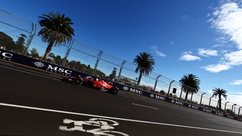 Carlos Sainz on track at Albert Park in practice for the 2022 Australian Grand Prix