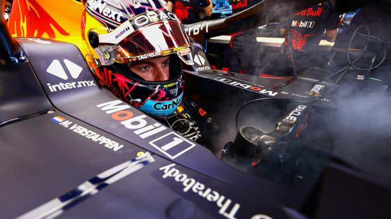 MIAMI, FLORIDA - MAY 06: Max Verstappen of the Netherlands and Oracle Red Bull Racing prepares to drive in the garage during practice ahead of the F1 Grand Prix of Miami at the Miami International Autodrome on May 06, 2022 in Miami, Florida. (Photo by Mark Thompson/Getty Images)