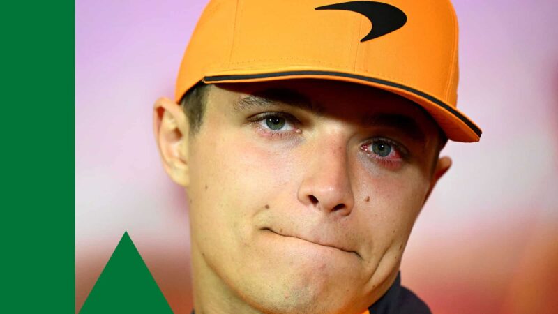 McLaren's British driver Lando Norris attends a press conference at the Circuit de Catalunya on May 20, 2022 in Montmelo on the outskirts of Barcelona, ahead of the Spanish Formula One Grand Prix. (Photo by GABRIEL BOUYS / AFP) (Photo by GABRIEL BOUYS/AFP via Getty Images)