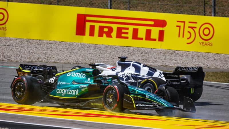 10 GASLY Pierre (fra), Scuderia AlphaTauri AT03, 18 STROLL Lance (can), Aston Martin F1 Team AMR22, action crash, accident, during the Formula 1 Pirelli Grand Premio de Espana 2022, 6th round of the 2022 FIA Formula One World Championship, on the Circuit de Barcelona-Catalunya, from May 20 to 22, 2022 in Montmelo, Spain - Photo Florent Gooden / DPPI
