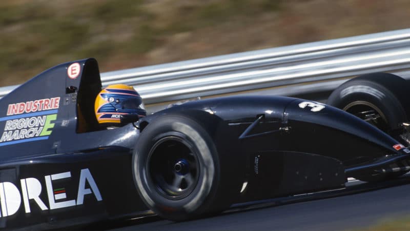 Roberto Moreno (Andrea Moda-Ford) during practice for the 1992 Spanish Grand Prix at the Circuit de Catalunya outside Barcelona. Photo: Grand Prix Photo