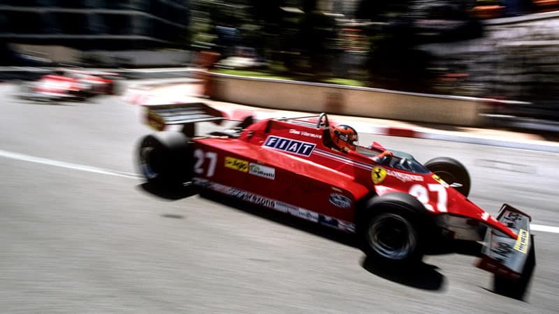 Blurred image of Gilles Villeneuve in the Monaco Grand Prix