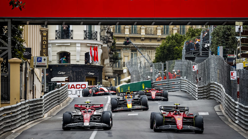 Carlos Sainz laps Zhou Guanyu in 2022 Monaco GP