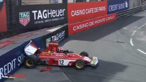 Charles Leclerc crashes a 1974 F1 Ferrari in the Monaco Historic Grand Prix