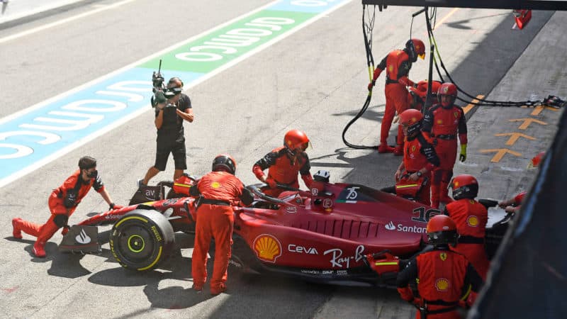 Charles-Leclerc-pushed-into-the-pits-after-retiring-from-the-2002-Spanish-Grand-Prix