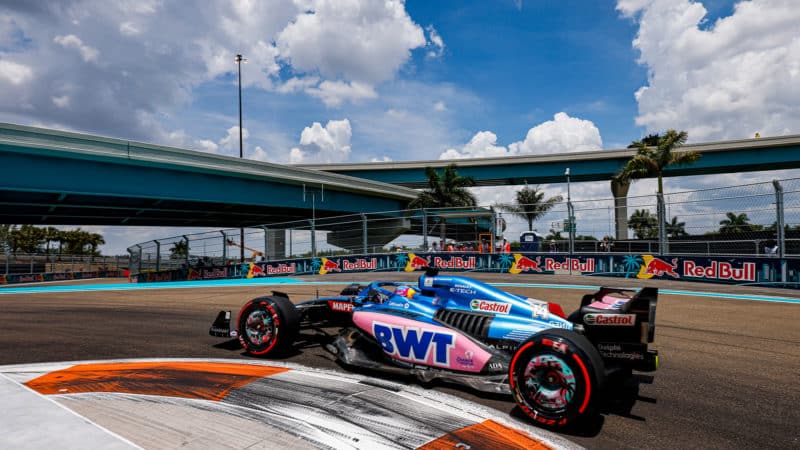 Fernando Alonso in practice ahead of the 2022 Miami Grand Prix