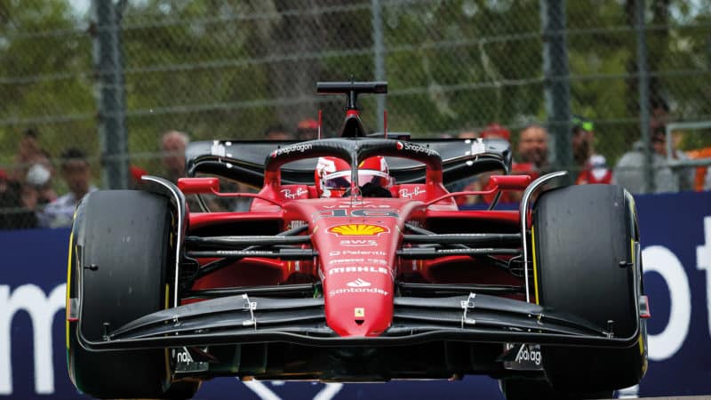 Ferrari of Charles Leclerc in the 2022 Emilia Romagna Grand Prix