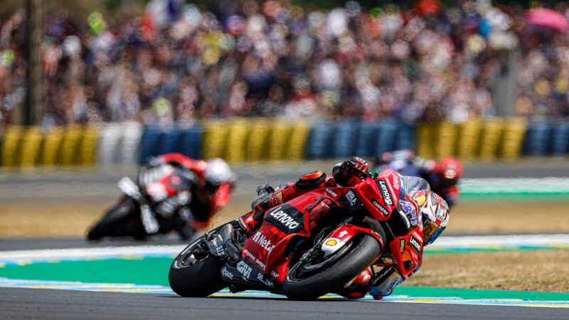 Jack Miller ahead of Pol Esparagaro at the 2022 MotoGP French Grand Prix