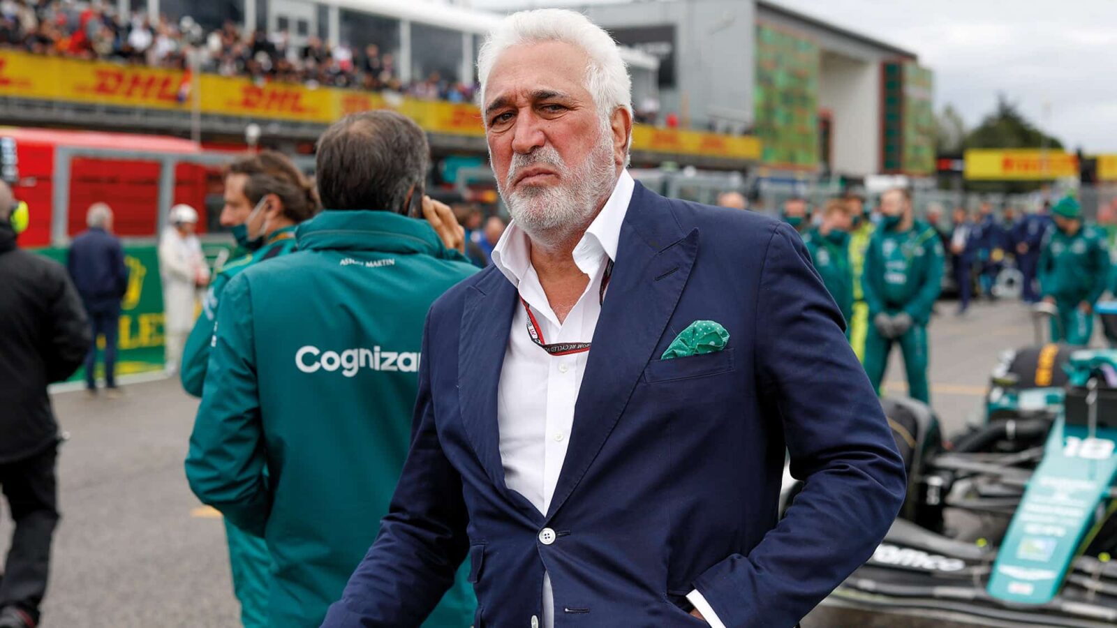 Lawrence Stroll on the F1 grid with an Aston Martin