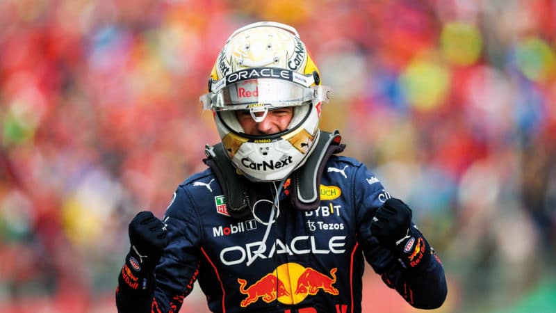 Max Verstappen celebrates 2022 Emilia Romagna Grand Prix victory