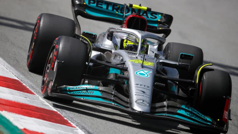 Mercedes of Lewis Hamiltion in the 2022 Spanish GP