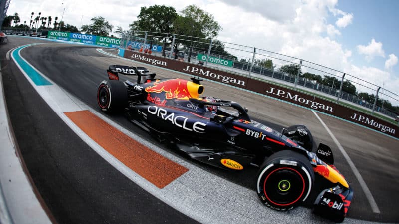 Red Bull of Max Verstappen art the 2022 Miami Grand Prix