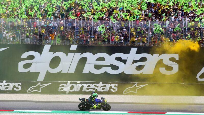 MUGELLO CIRCUIT, SCARPERIA, ITALY - 2019/06/02: Valentino Rossi of Monster Energy Yamaha on track during the Moto GP Oakley Grand Prix of Italy. (Photo by Marco Canoniero/LightRocket via Getty Images)