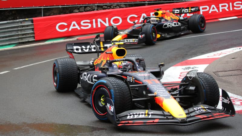 Sergio Perez leads Max Verstappen in the 2022 Monaco Grand Prix