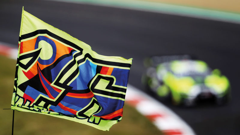 VR46 flag in support of Valentino Rossi at Brands Hatch