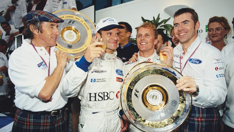 Paul and Jackie Stewart with Herbert and Barrichello