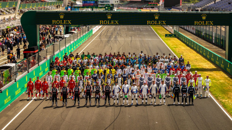2022 Le Mans 24 Hours drivers lined up on the grid