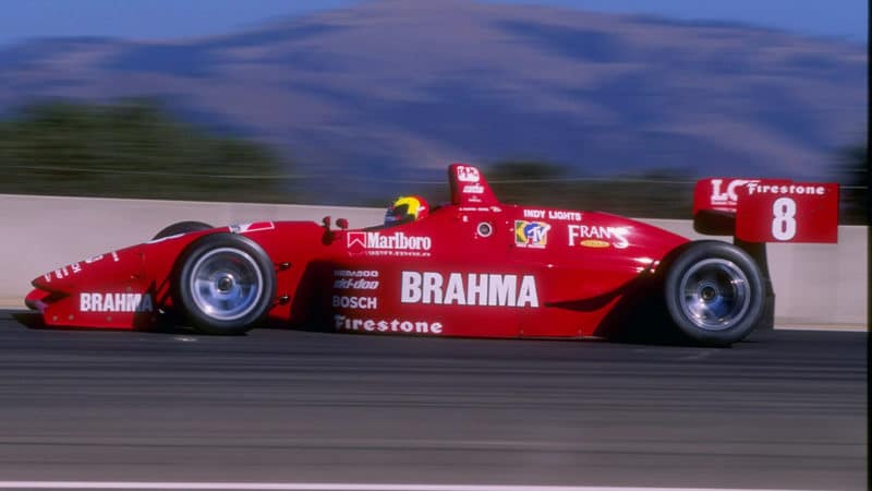 6 Sep 1997: Helio Castroneves of Brazil performs during the Toyota Grand Prix at Laguna Seca in Monterrey, California. Mandatory Credit: David Taylor /Allsport