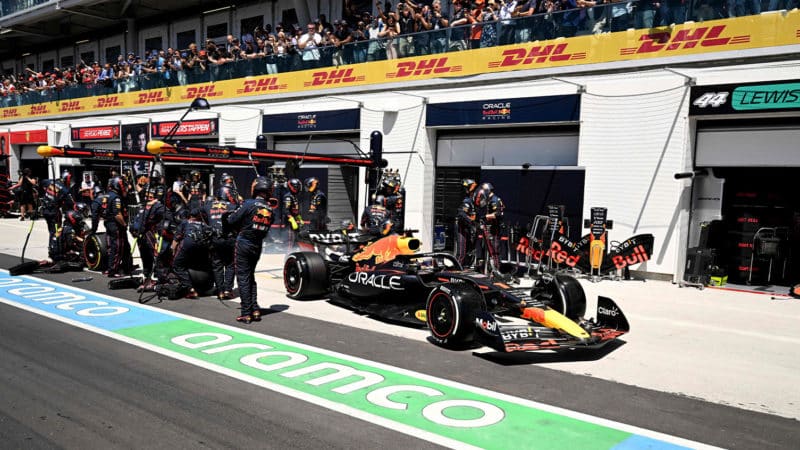 Max Verstappen exits the pits at the 2022 Canadian Grand Prix