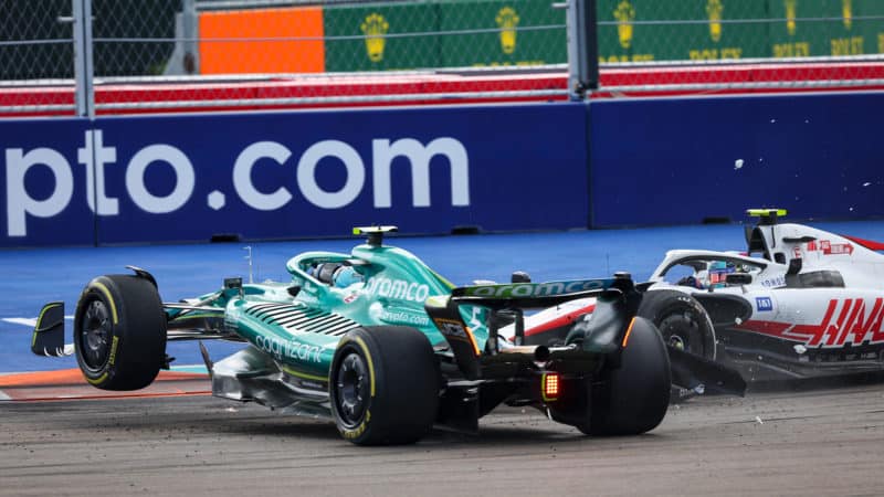 Mick Schumacher hits Sebastian Vettel in the 2022 Miami Grand Prix