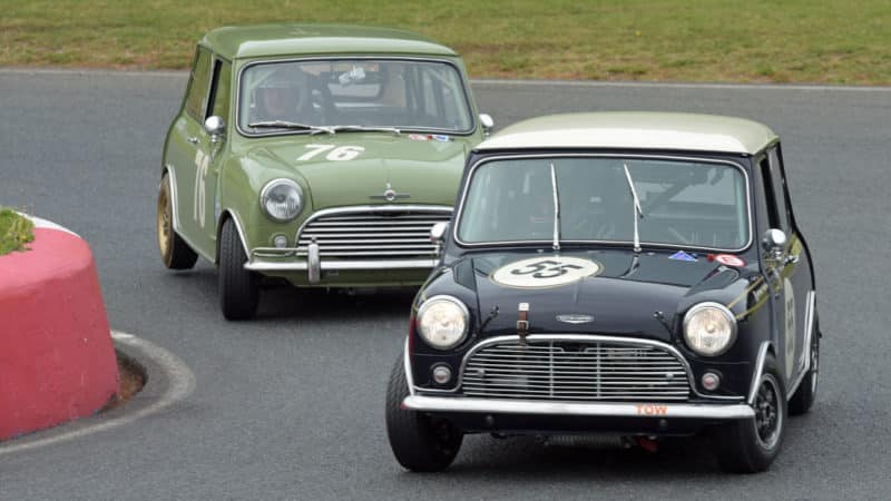 Jeff Smith won both Pre ’66 Mini races, despite having Nick Swift all but glued to his rear bumper during the second of them
