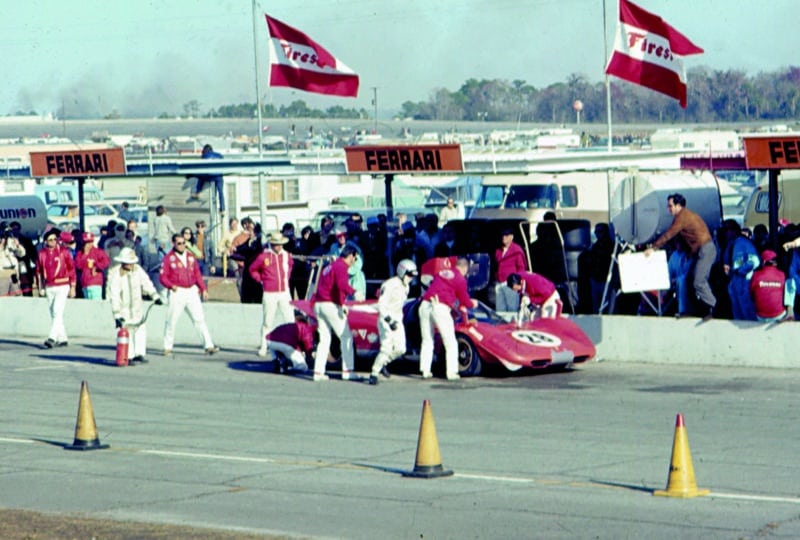 Pitstop for Ferrari 512S at the 1970 Daytona 24 Hours