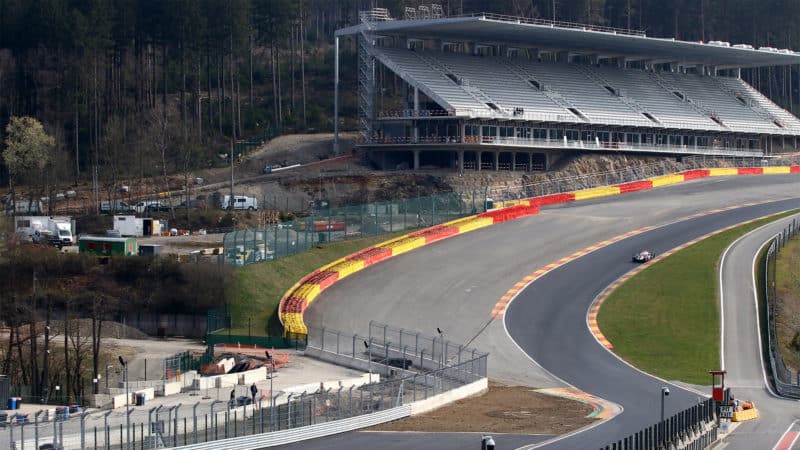 Image of new grand stand at Eau Rouge corner on Spa-Francorchamps circuit