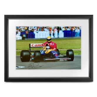 Product image for Nigel Mansell signed 'Taxi for Senna' limited photograph