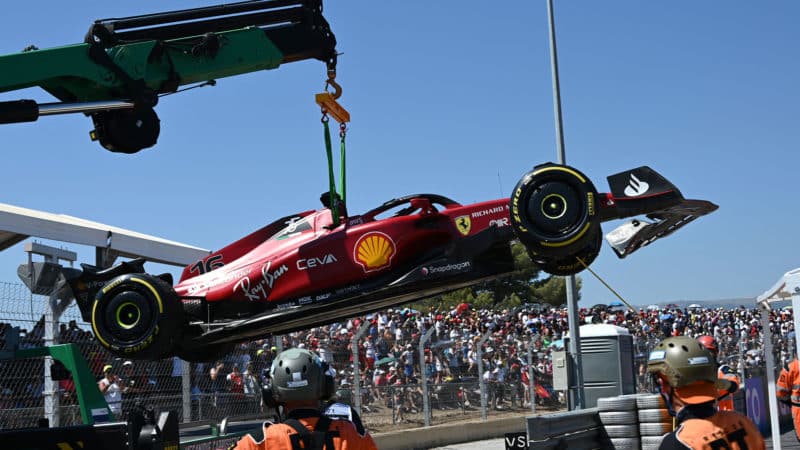 2022-French-GP-Charles-Leclerc's-car-lifted-away